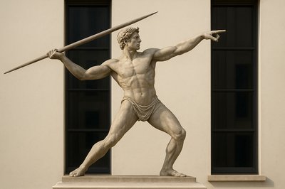 a statue of a man holding a sword