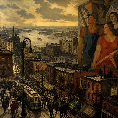 urban street with city activity