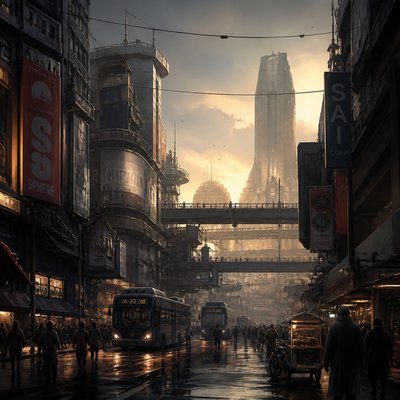 urban street with city activity