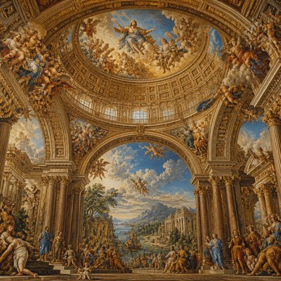 wide landscape with natural scenery — Vatican Art Style