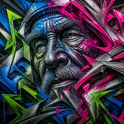 close-up portrait of an elderly person with expressive weathered features