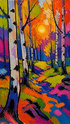 a serene birch forest in soft morning light, no people, no text