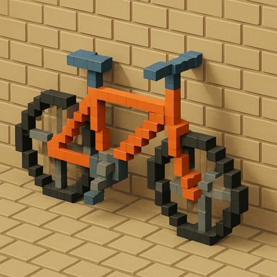 bicyle resting against a wall