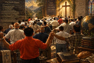 a large group of people in a church