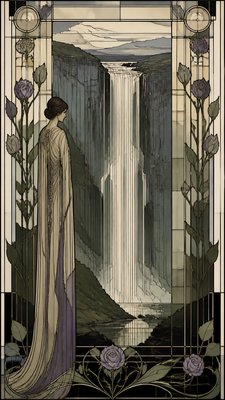 towering waterfall cascading down a cliff