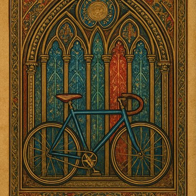 bicyle resting against a wall