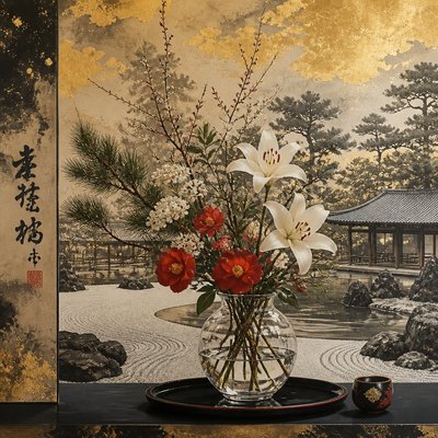 bouquet of flowers in a glass vase