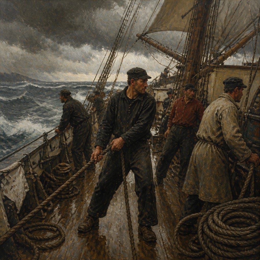 sailing ship on a stormy sea