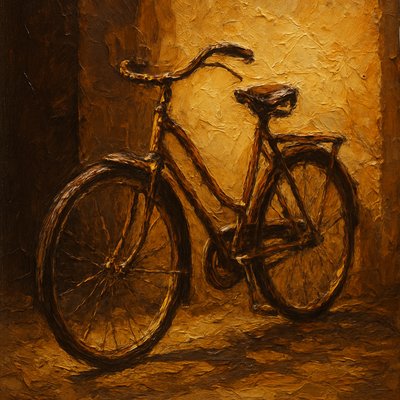 bicyle resting against a wall