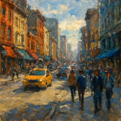 urban street with city activity
