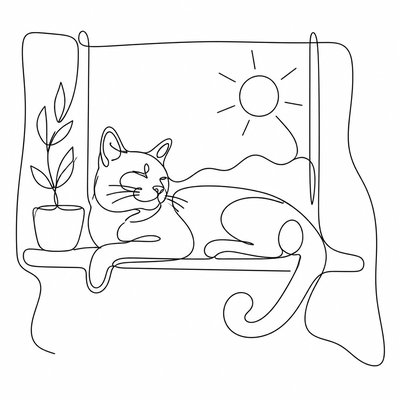 a cat lounging in a sunlit window