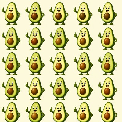 a happy avocado character giving a thumbs up, bold readable design on a plain background, no text