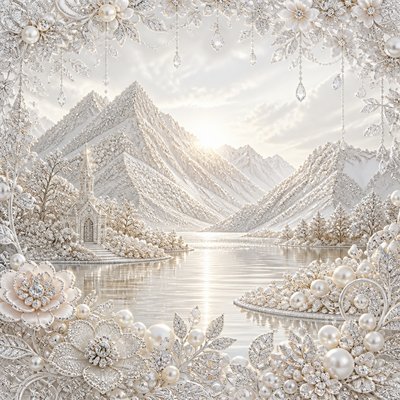 serene landscape with mountains and water