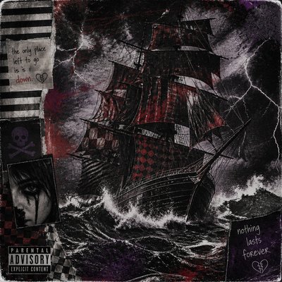 sailing ship on a stormy sea