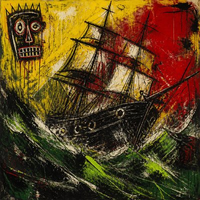 sailing ship on a stormy sea