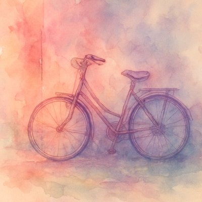 bicyle resting against a wall