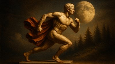 a painting of a man with a cape on