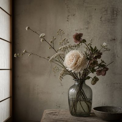 bouquet of flowers in a glass vase