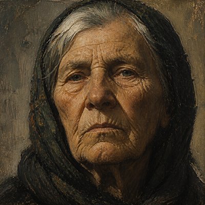 close-up portrait of an elderly person with expressive weathered features