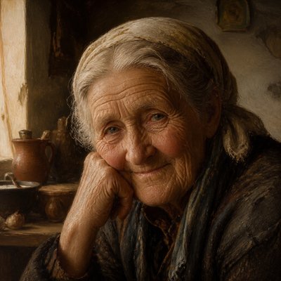 close-up portrait of an elderly person with expressive weathered features