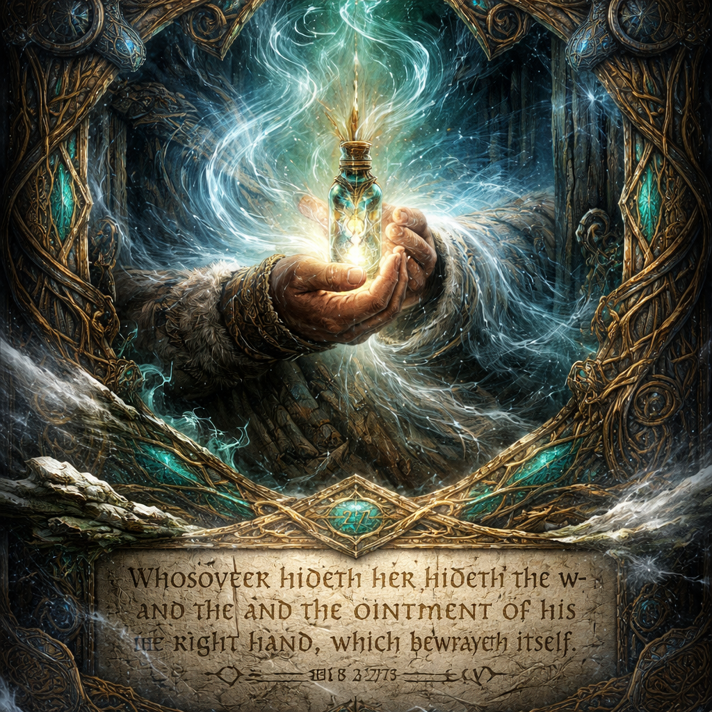 “Whosoever hideth her hideth the wind, and the ointment of his right hand, which bewrayeth itself.” (Proverbs 27:16, KJV)