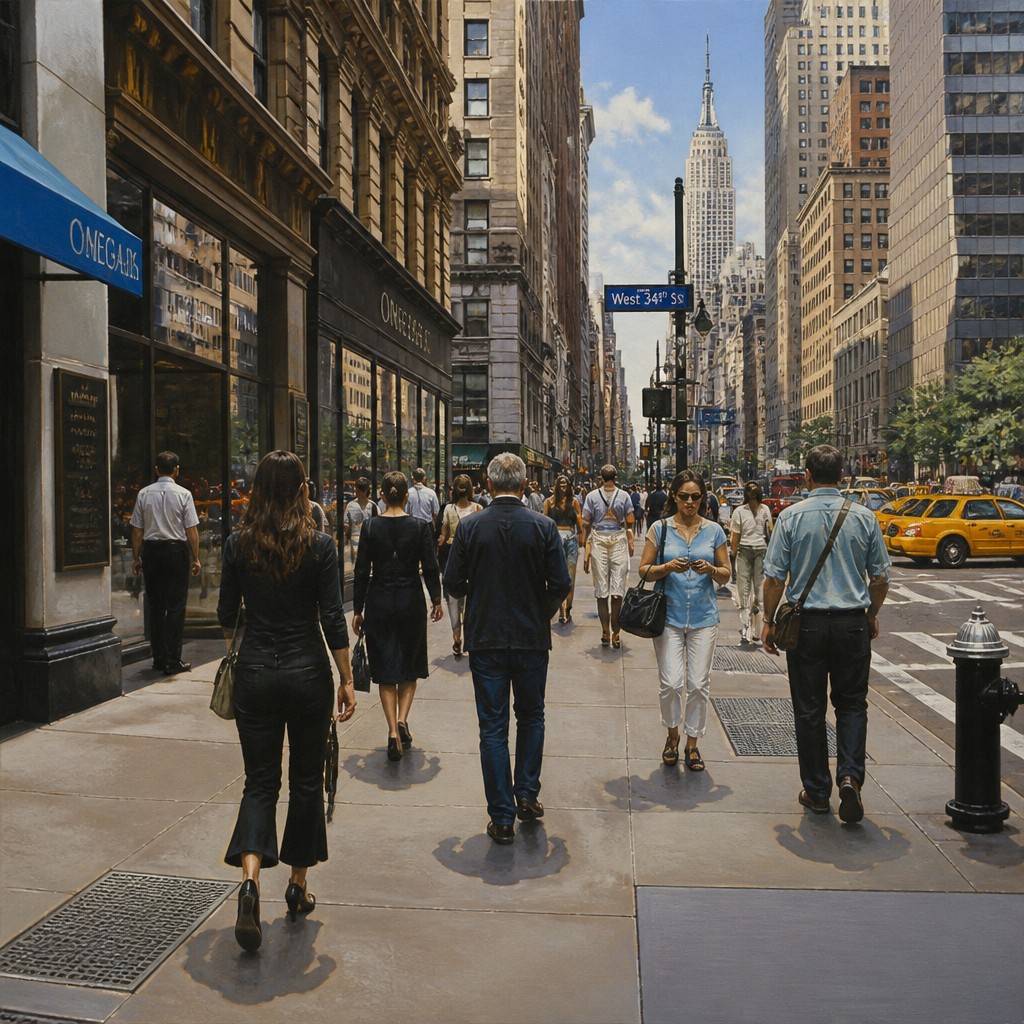 urban street with city activity