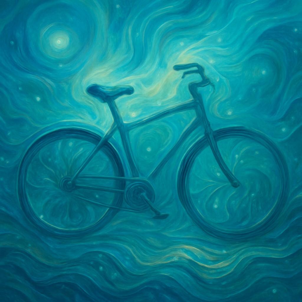 bicyle resting against a wall