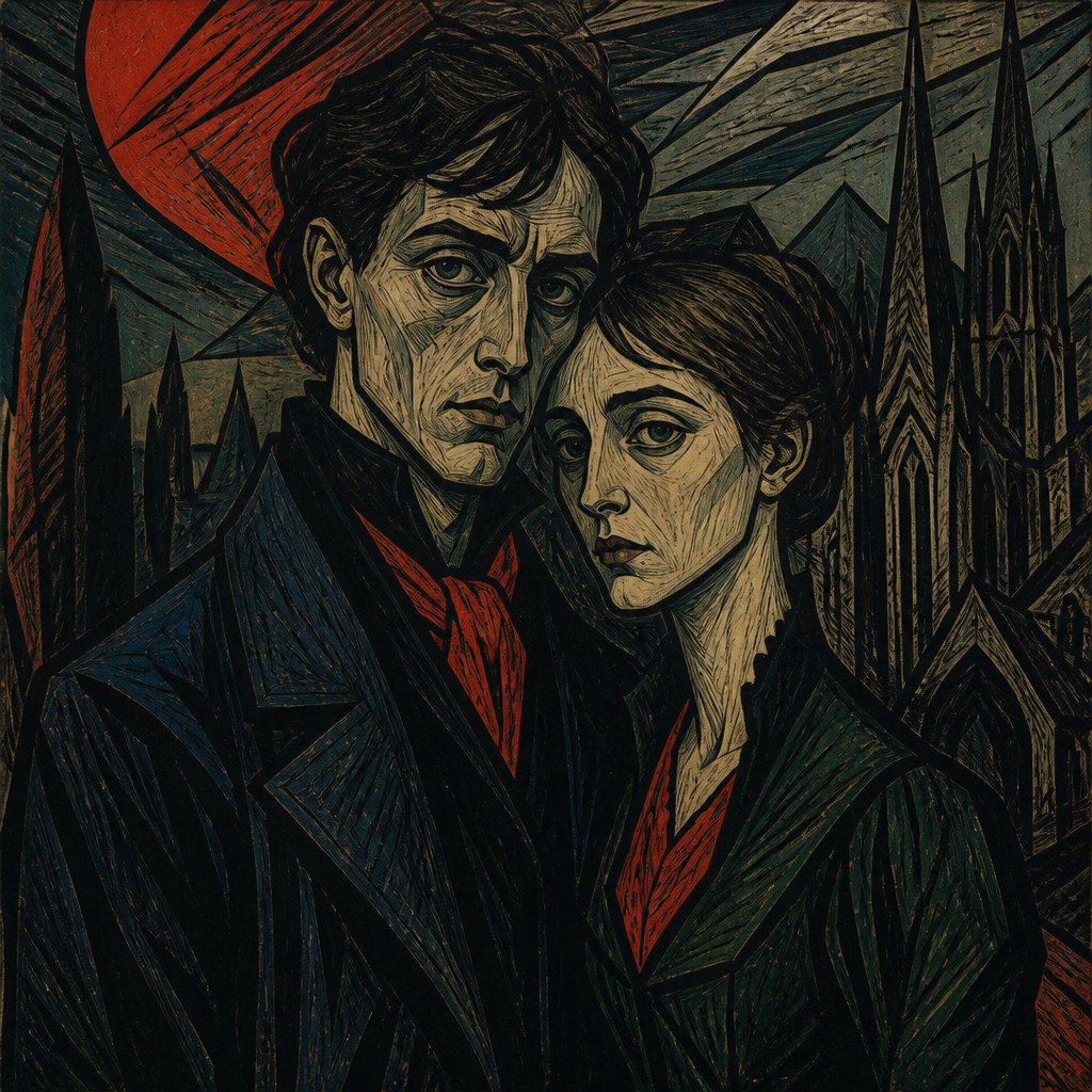 portrait of two people together — German Art Style
