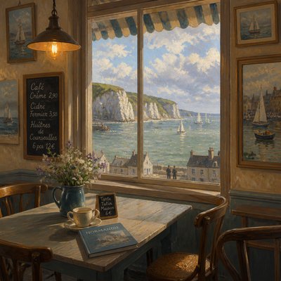 cozy cafe interior with warm lighting