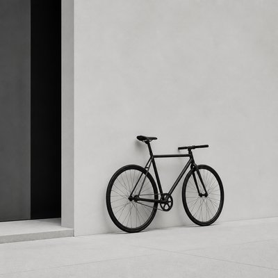 bicyle resting against a wall — Modern Minimalist Furniture Art