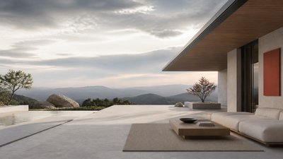 sweeping panoramic landscape with a dramatic sky
