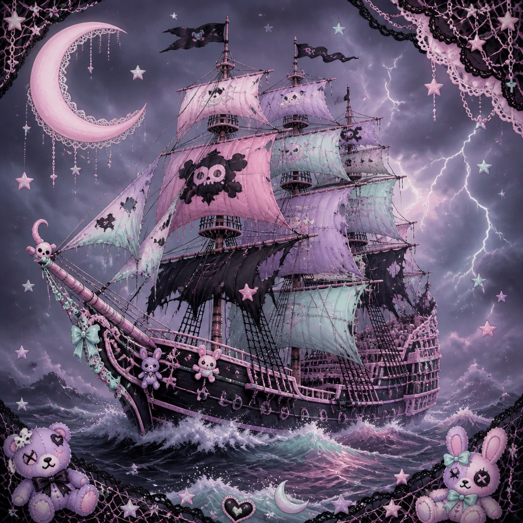 sailing ship on a stormy sea — Pastel Goth Aesthetic