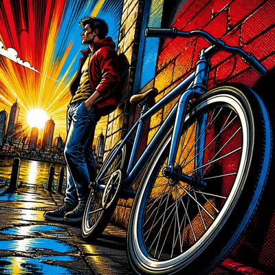 bicyle resting against a wall