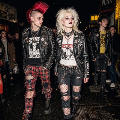 urban street with city activity — Punk Fashion Style