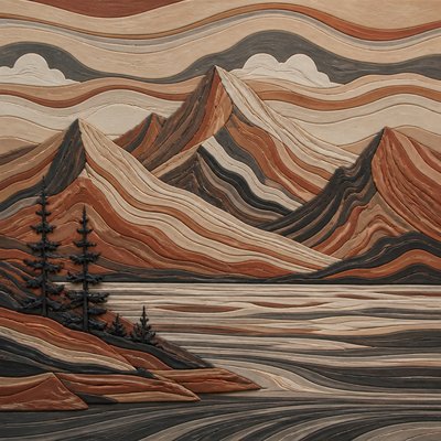 serene landscape with mountains and water
