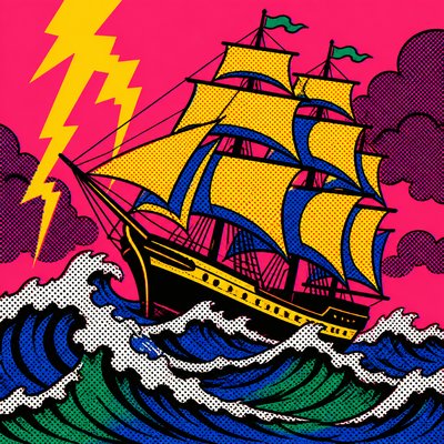 sailing ship on a stormy sea