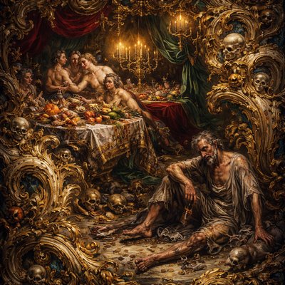 Convey without words: “Be not a wine-bibber, neither continue long at feasts, and purchases of flesh: for every drunkard and whoremonger shall be poor; and every sluggard shall clothe himself with tatters and ragged garments.” (Proverbs 23:20-21, Brenton)
