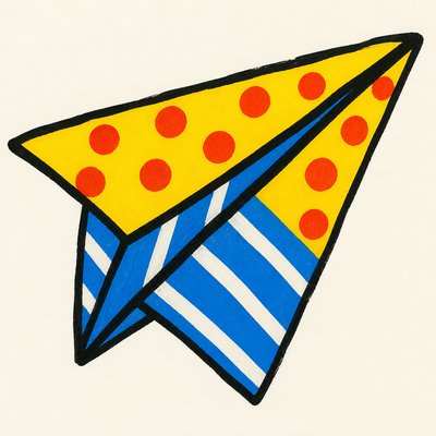 a paper plane, clean minimal composition on a plain background, no text