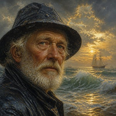 close-up portrait of an elderly person with expressive weathered features