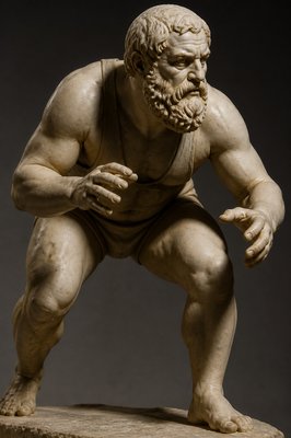 Plato competing as a wrestler 