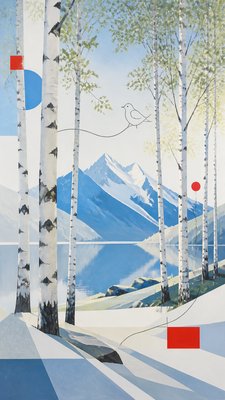a serene birch forest in soft morning light, no people, no text