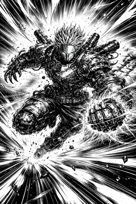 a black and white drawing of a monster