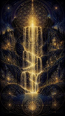 towering waterfall cascading down a cliff