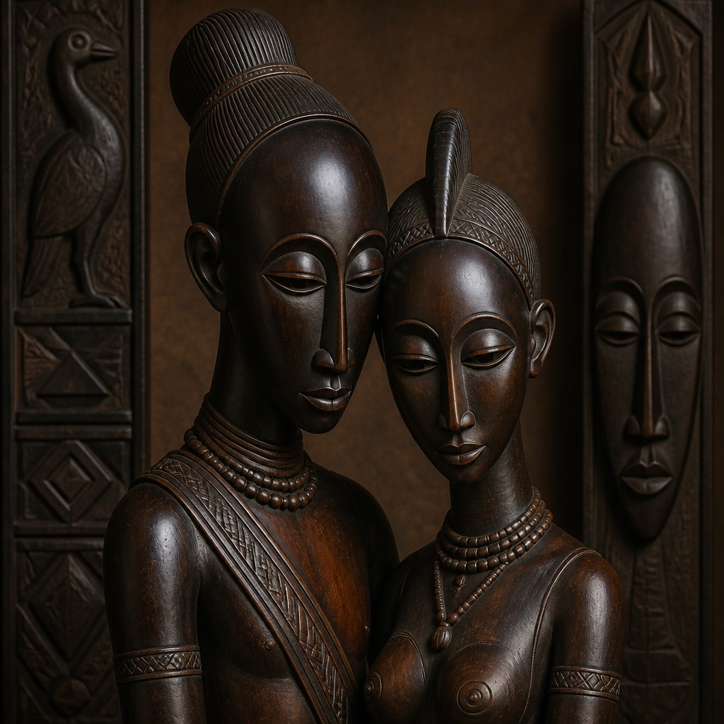 portrait of two people together — Ivorian Art Style