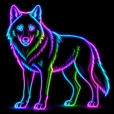 animal standing in natural pose — Neon Outline Style