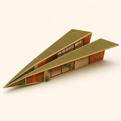 a paper plane, clean minimal composition on a plain background, no text