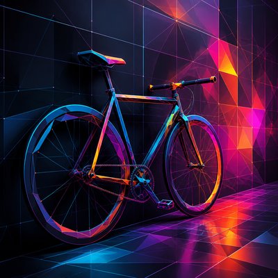 bicyle resting against a wall — Digital Geometric Art