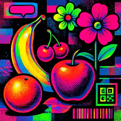 still life arrangement of fruits and flowers