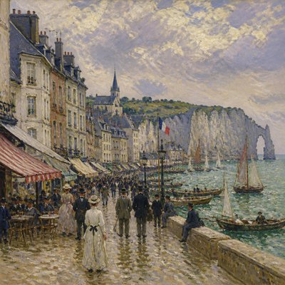 urban street with city activity — Normandy Coast Art Style