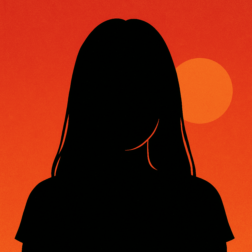 a silhouette of a woman in front of a sunset